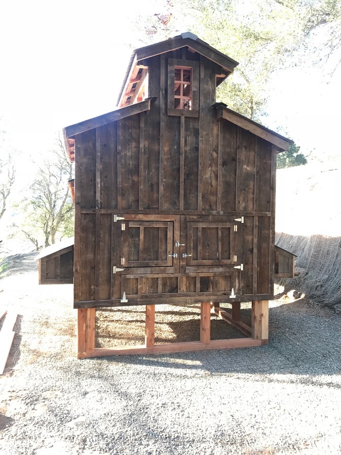 Red cedar reclaimed barn wood 40-foot coop for Davis Estates Winery in Calistoga, CA