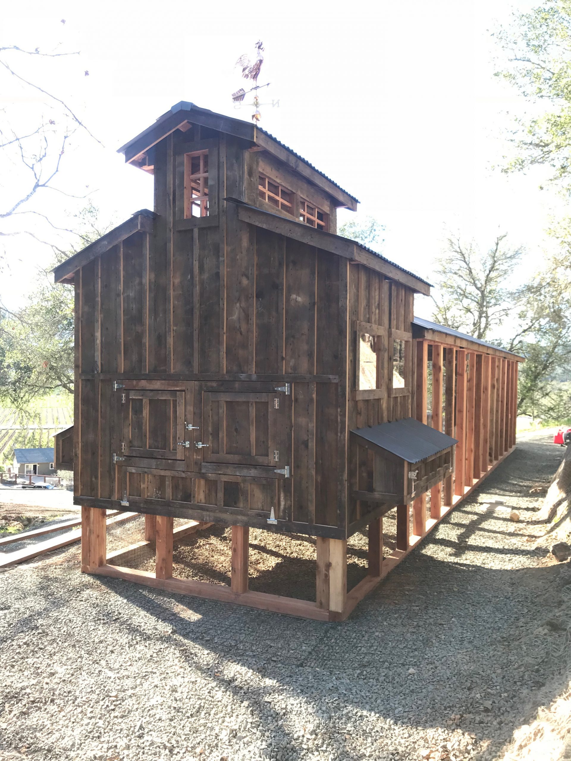 Red cedar reclaimed barn wood 40-foot coop for Davis Estates Winery in Calistoga, CA