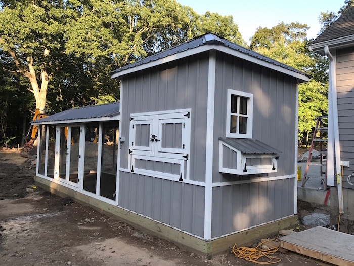 Shed style coop with built in storage in Boston, MA