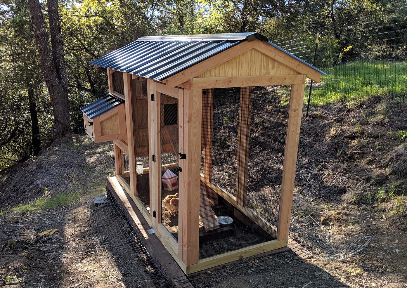 4′ x 9′ California Coop with 3′ x 4′ henhouse in Santa Cruz, California