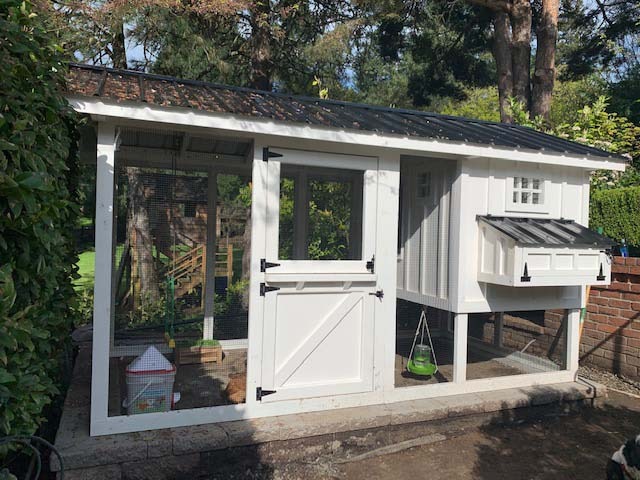 6′ x 12′ Carolina Coop with Dutch door and board and batten siding in Portland, Oregon