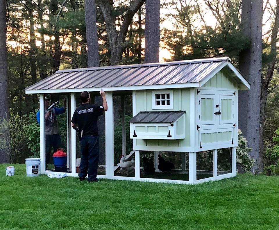 The crew puts the finishing touches on a 6′ x 12′ Carolina Coop in Concord, MA