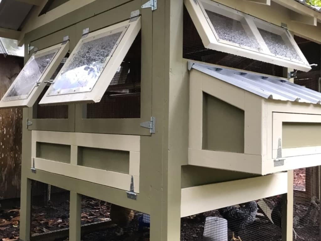 Standard 6′ x 12′ American Coop with cantilevered henhouse doors