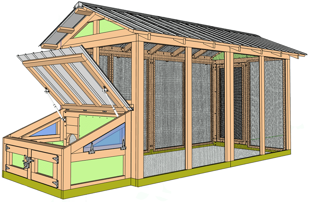 American Duck Coop with duck house open view