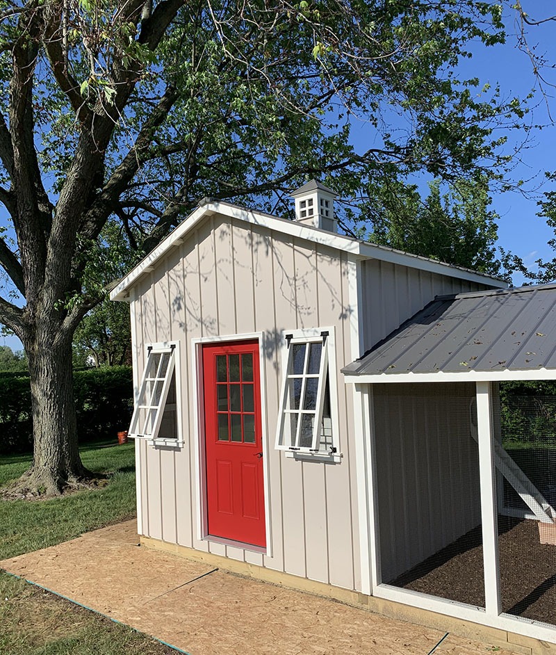 Carolina Coops Craftsman Coop in Dryden, MI with 10’x10′ henhouse-shed combo