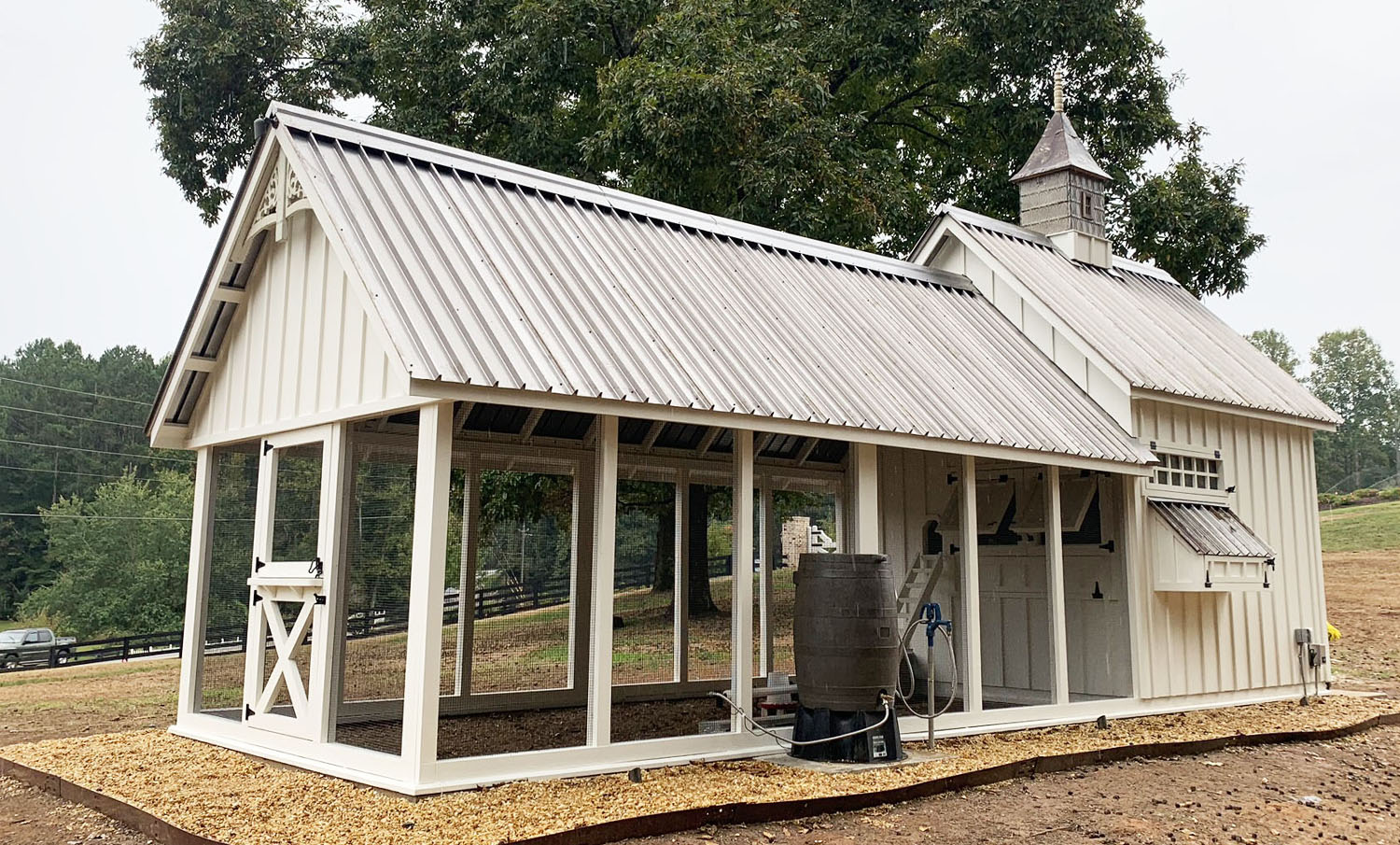 10’x30′ Custom Gothic style Craftsman Coop in Georgia with standing seam metal roof