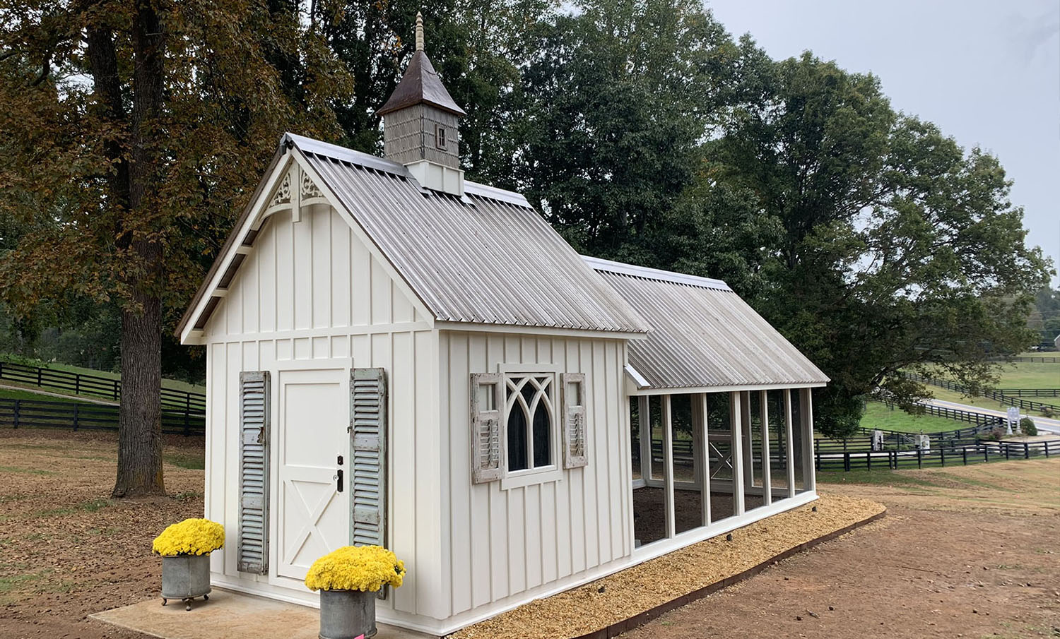 10'x30' Gothic Style Craftsman Coop in Georgia with cupola and shutters