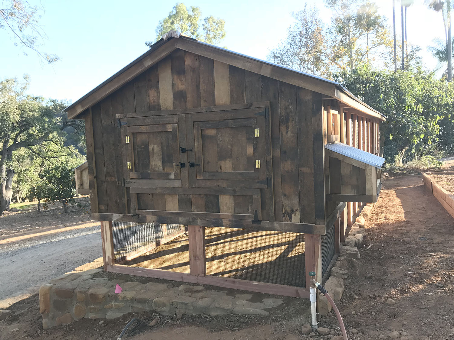 Custom reclaimed barnwood coop in Ojai, California