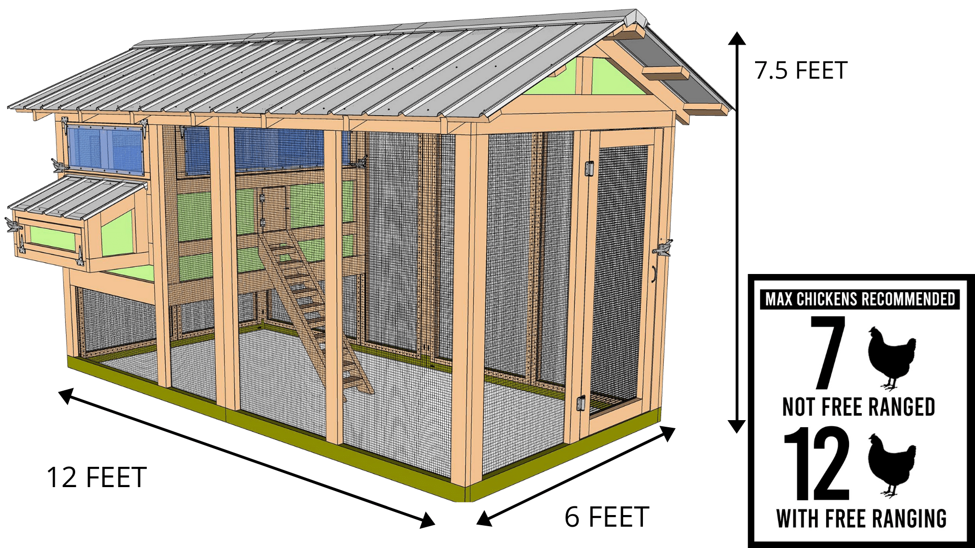 6'x12' American Coop with 4'x6' henhouse