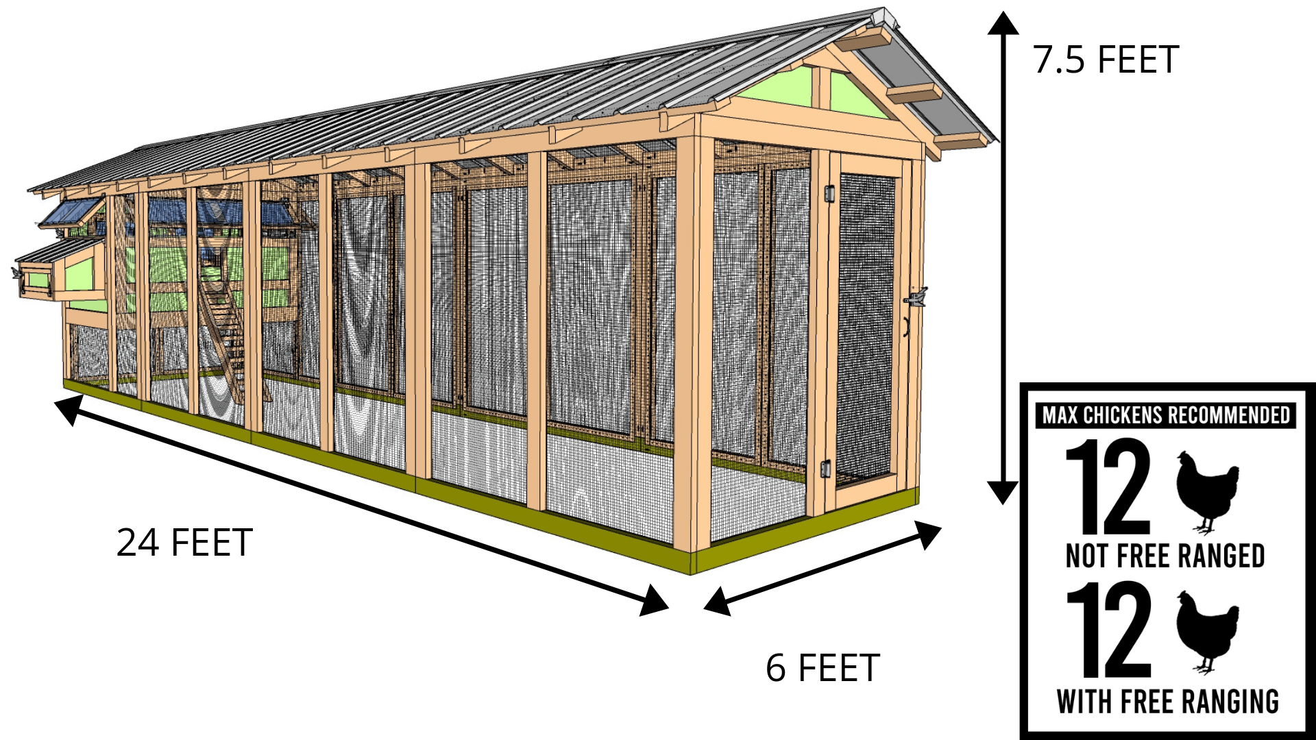 6'x24' American Coop with 4'x6' henhouse