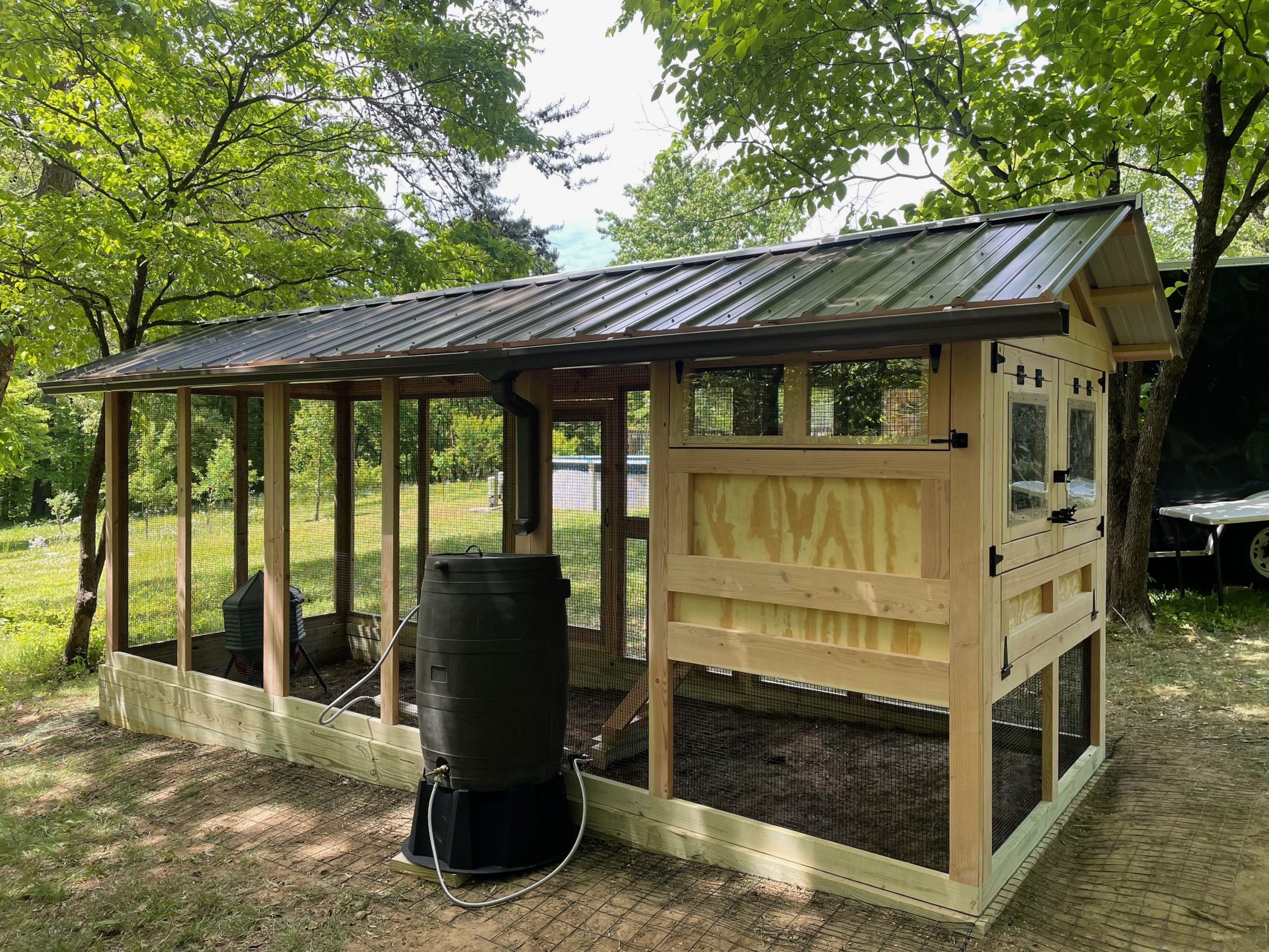 6×18 American Coop with automatic free range door and poultry water system in Mascot, TN.JPEG
